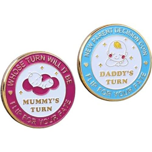 New Dad Mom Gifts Funny Decision Making Coin, New Baby Gift for Parent Mummy Daddy Pregnancy Women First Time to be Moms Dads St.Patrick's Day Easter Birthday Gifts Double Sided