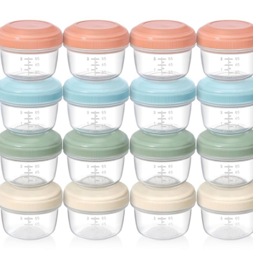 VITEVER [16 Pack] 4 oz Small Containers with Lids, Reusable Plastic Jars for Snack and Puree, Salad Dressing Container to Go, Deli Containers, Freezer Baby Food Containers, Dishwasher Safe, BPA Free