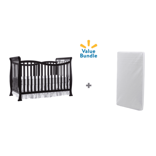 Dream On Me Violet 7-in-1 Convertible Crib with Mattress Value Pack (Black)