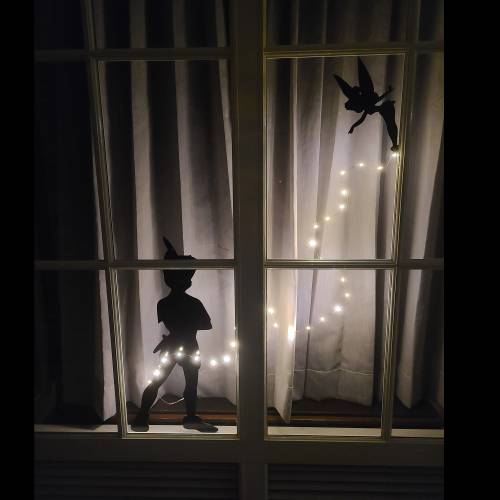 Peter Pan & Tinkerbell Nursery Decor or Vacation Room Window Shadow Signs | 10x24" Peter Pan + 6x10" Tinkerbell Christmas Gifts