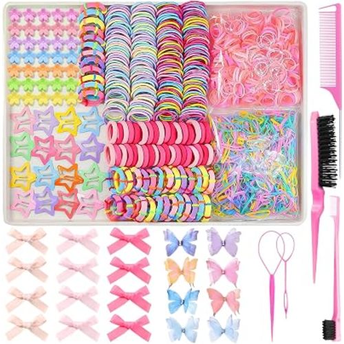 900 PCS Colorful Hair Ties for Girls Hair Accessories Set
