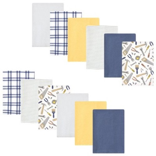 Luvable Friends Hudson Baby Flannel Burp Cloths 12pk, Little Builder