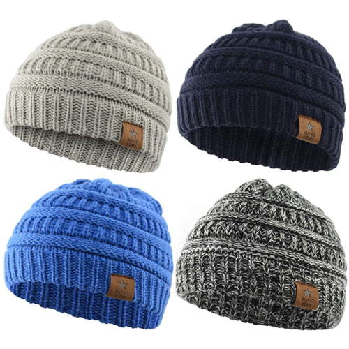 Zando Baby Beanies Infant Toddler Winter Hat Soft Warm Knit Hats Caps for Boys and Girls Black White & Light Grey & Navy & Blue 6-36 Months