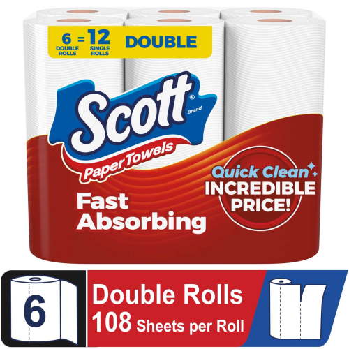 Scott, Paper Towels, Choose-A-Sheet, 6 Double Rolls