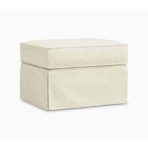 Comfort Slipcover Ottoman, Performance Washable Cotton White