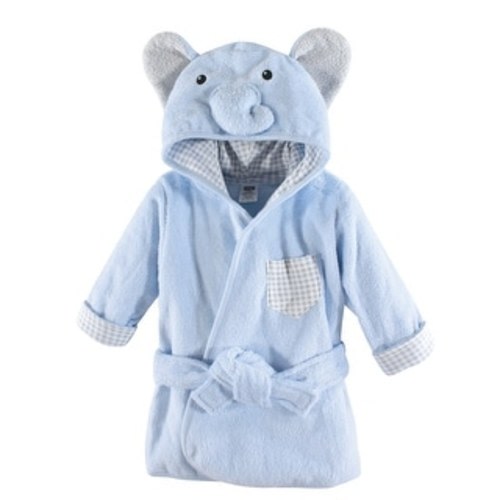Hudson Baby Infant Boy Cotton Animal Face Bathrobe, Blue Elephant, 0-9 Months - Blue Elephant - One Size