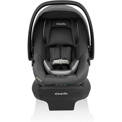 Evenflo LiteMax NXT Rear-Facing Lightweight Preemie and Infant Car Seat 3-30lbs. with SensorSafe. Easy Install with Base (Anchor Gray)