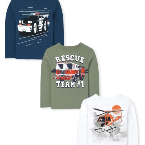 The Children's Place Baby-Boys and Toddler Dino,Animals,Sharks Long Sleeve Graphic T-Shirts,3 Pack