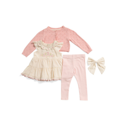 Infant Girls 3pc Sweater Tunic And Leggings Set With Hair Bow | Clearance On Clearance | T.J.Maxx