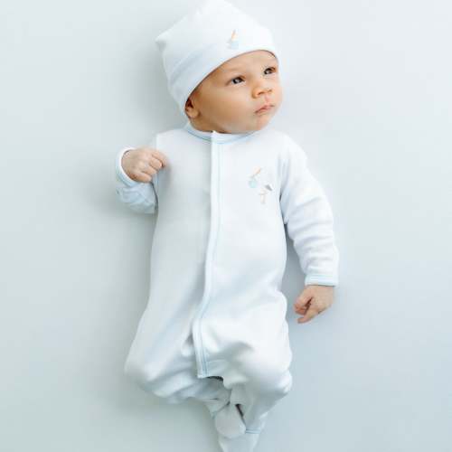 Baby Boy Take Me Home Footie - Pima Cotton - Vintage Stork Newborn – Magnolia Baby