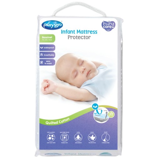 Playgro Infant Cotton Quilted Mattress Protector - Bassinet