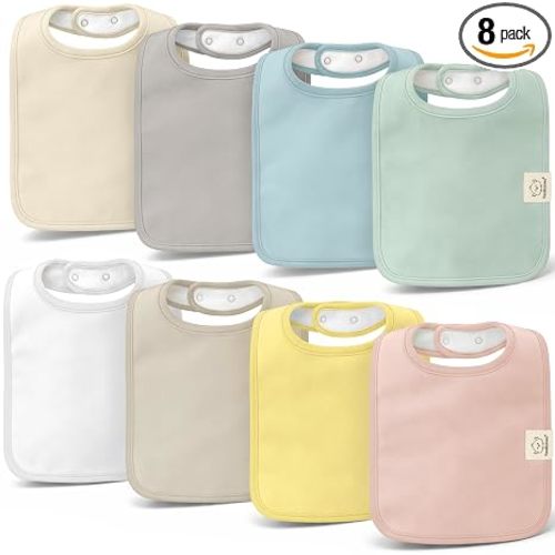 KeaBabies 8-Pack Organic Baby Bibs for Boys, Girls Drool Bibs (Dawn)