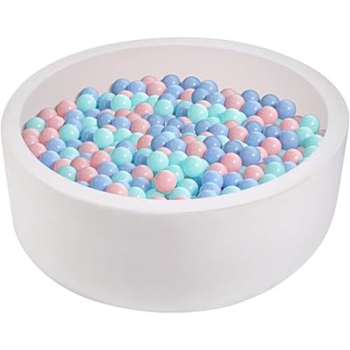 Foam Ball Pit, 35.4"x 11.8" Ball Pits for Toddlers, Soft Round Kiddie Baby Ball Pool for Kids, Ideal Gift for Babies Indoor Outdoor Game, Balls not Included - White