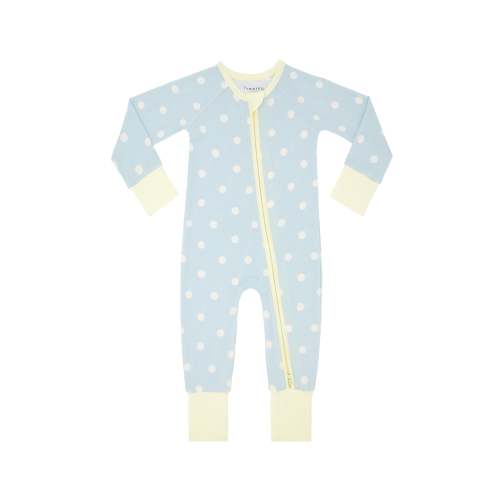 Sea Blue Polka Dot Zipper Romper