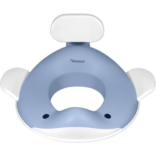 Kindsgut Whale Potty Training Seat for Toddlers, Pigeon Blue | With Backrest, Non-Slip, Fits Round & Oval Toilet Seats, Designed in Germany