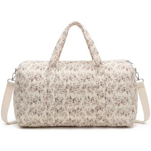 Quilted Duffle Bag for Women Cute Baby Hospital Bag Floral Duffle Bags