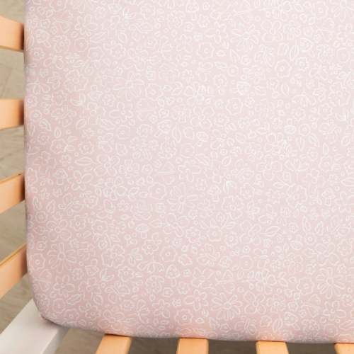 Drap Contour pour Lit de Bébé - Fleurs Roses