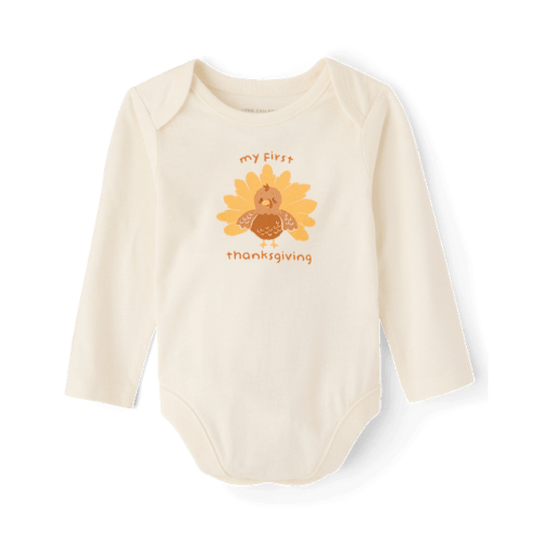 Baby First Thanksgiving Graphic Bodysuit - Cream