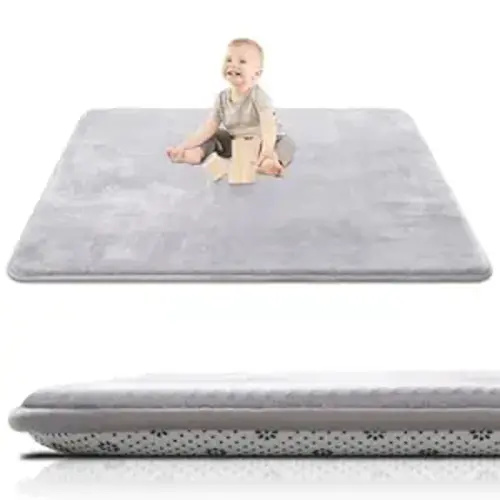 SEPARO Thick Baby Play Mat for Floor,50 x 50 Playpen Mat,Tummy Time Foam Mats,Ultra Soft Support & Plush Feel,Easy Care with Non-Slip Cushioned for Infant,Kids and Toddler Crawling,Grey
