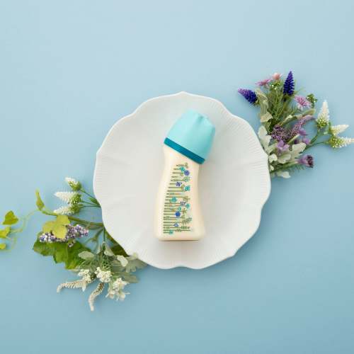 Baby Bottle [Brain Wide Neck] WS4-240ml Flower (Blue)