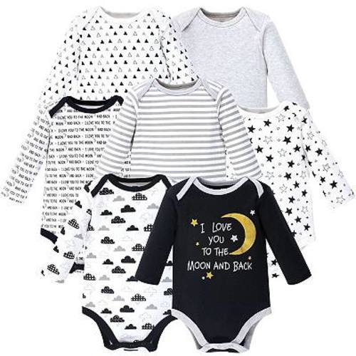 Hudson Baby Cotton Long-Sleeve Bodysuits 7pk, Moon And Back, 6-9 Months