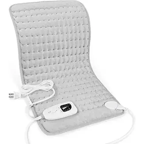 Deepsoon Heating Pad,Electric Heating Pads for Back,Neck,Abdomen,Moist Heating Pad for Shoulder,Knee,Arms,Legs,Dry/Moist Heat & Auto Shut Off,Christmas Gifts for Men and Women,Light Gray,24x12 Inch