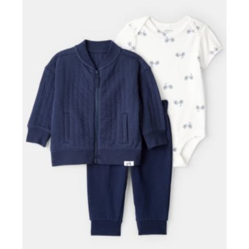 Baby Boys' Quilted Jacket, Bodysuit and Pants, 3-Piece Set