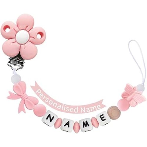 Personalized Baby Pacifier Clip with Name, Customized Name Silicone Holder Clip for Boy Girl