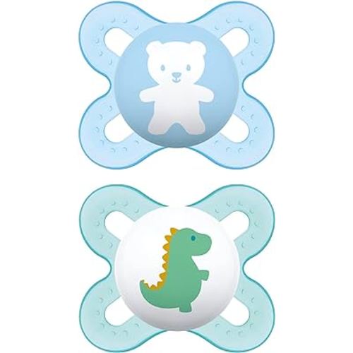 MAM Original Start Newborn Baby Pacifier, Best Pacifier for Breastfed Babies, Sterilizer Case, 0-3 Months, Boy, 2 Count (Pack of 1)