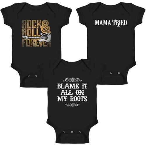 Pop Threads Blame It All On My Roots Country Music Cute Funny Western Baby Toddler Kids Girl Boy T-Shirt - 6 Months - 3 Piece Variety Set