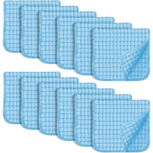 SWEET DOLPHIN 12 Pack Muslin Burp Cloths Large 100% Cotton Hand Washcloths for Baby - Baby Essentials Extra Absorbent and Soft Boys & Girls Milk Spit Up Rags for Newborn Registry- Aquamarine, 20" X10"