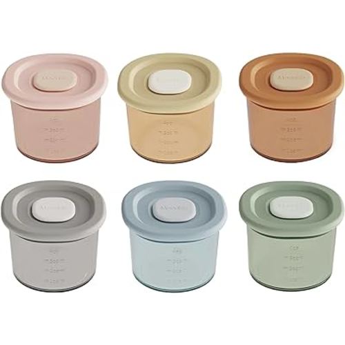 Moonkie Silicone Baby Food Containers,6 Pack, 4 oz Baby Food Storage Jars with Airtight Lids, Reusable Baby Food Jars, Freezer,Microwave and Dishwasher Safe, Perfect for Infant & Toddler