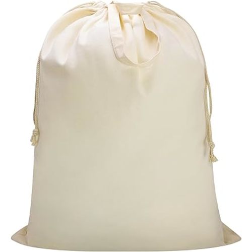 Canvas Laundry Bag 33"x 35", Thick Cotton Laundry Bag with Handles & Drawstring, Extra Large Heavy Duty Washable Basket Liner Hamper Liner Canvas Storage Sack (Beige XL, 1 Pack)