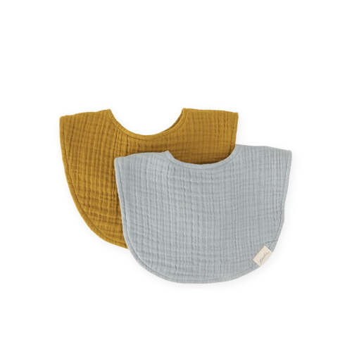 Muslin Bib Set of 2 - Dijon & Puddle