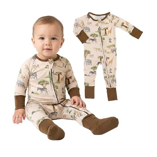 Viscose from Bamboo Baby Pajamas, 2-Way Convertible Bamboo Sleeper, Fold- Over Mittens & Foot Cuffs