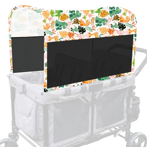 LUAATT Stretchy Panoramic Canopy Compatible with Wonderfold Stroller Wagons W2/W4 All Models,UPF50+ Sun Protection with Two Mesh Windows,Sun Shade and Protection(Dinosaur)