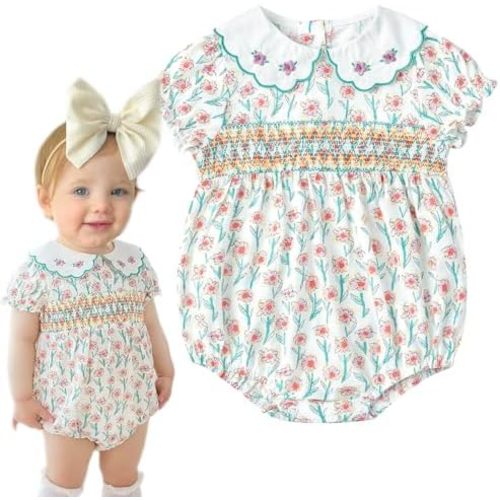 Simplee kids Baby Infant Girls Cotton Short Sleeve Summer Ruffle Romper 3-24 Months