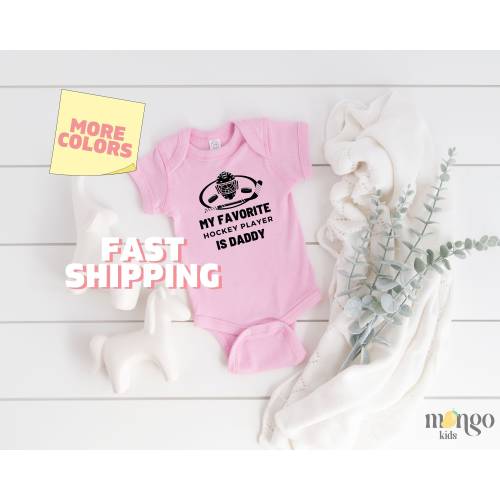 My Favorite Hockey Player is Daddy Baby Onesies® Brand - Baby Bodysuit - Gift for Hockey Player