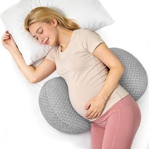 Pregnancy Wedge Pillow for Sleeping, Adjustable Maternity Pillow for Side Sleepers, Supports Back, Belly & Hip, Ideal for Pregnant Women, Bamboo Rayon Removable Cover, Grey