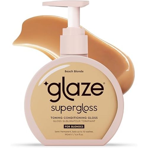 Glaze Supergloss Color Conditioning Gloss With Dispensing Pump – Hydrating Semi-Permanent Color Hair Gloss & Shine Boost – For Medium to Dark Blonde Hair – 6.4 Fl Oz - Warm Blonde