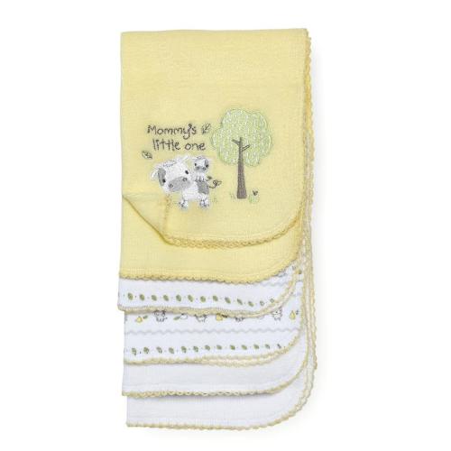 Babies R Us Neutral 6 Pack "Mommy's Little One" Knit Terry Burp Cloth - Yellow