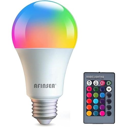 RGB Color Changing Light Bulbs,RGB LED Light Bulbs,9W Warm White 6500K,40W Equivalent,16 Color Multicolor A19 E27/E26 Dimmable Memory Function, for Home Decoration,Stage,Bar,Party