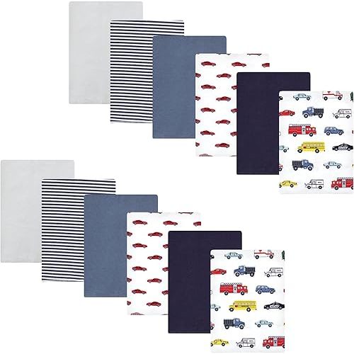 Hudson Baby Unisex Baby Cotton Flannel Burp Cloths Bundle, Going Places, One Size