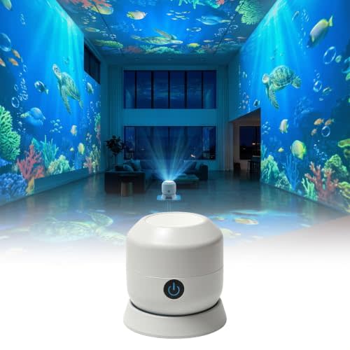 Dynamic Rotating LED Projector Light,360° Ocean Wave Night, Multi-Angle Base & Timer, Aesthetic Room Decor Mood Lighting for Bedroom, Meditation & Home Theater(Ocean,Plug-in)