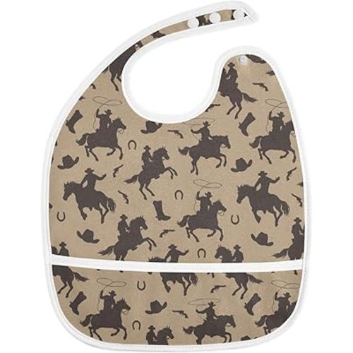 Baby Drool Bibs Infant Feeding Bibs Cowboy Horse Rodeo Adjustable Essential Must Have for toddlers Eating