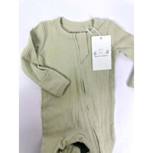 Pistachio Ribbed Footie – bandit babies