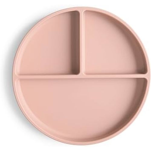 mushie Silicone Suction Plate | BPA-Free Non-Slip Design (Blush)