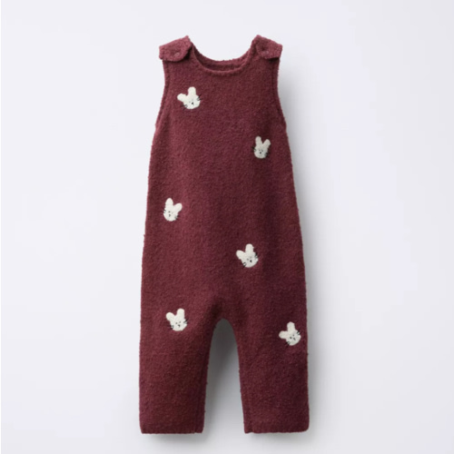 EMBROIDERED BUNNY KNIT OVERALLS - Raspberry | ZARA United States