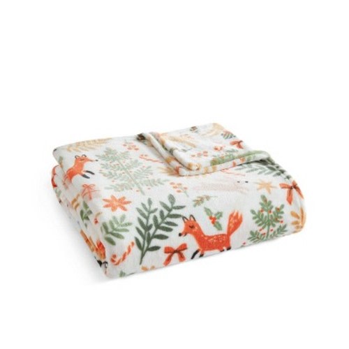 Martha Stewart 60"x70" Holiday Woodland Throw Blanket White