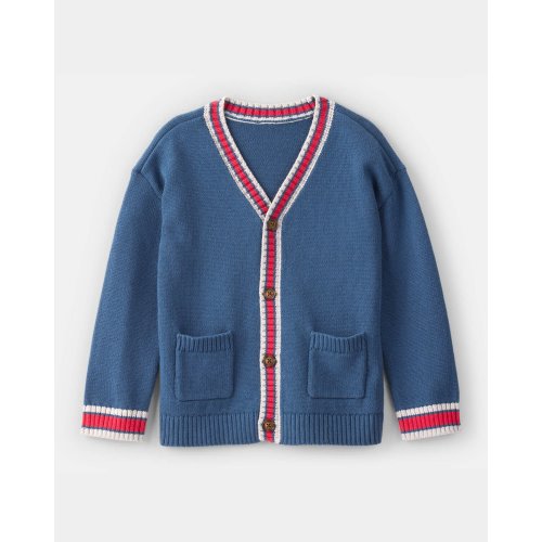 Toddler Boy Cotton Long-Sleeve Cardigan Sweater - Blue/Red - Carter's | Carter's